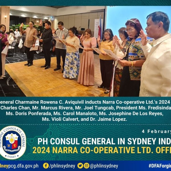 Philippine Consul General in Sydney Commemorates Narra Cooperative’s 2024 Leadership Induction Ceremony